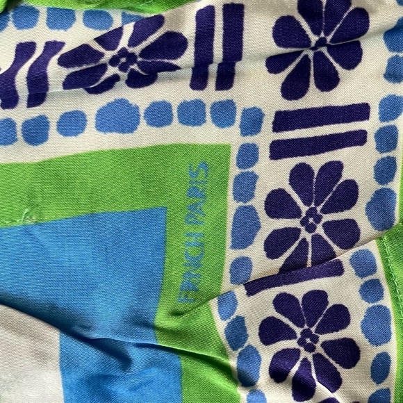 FRNCH Paris Green Blue Square Scarf Sleeveless Print Summer Shirt One Size - Picture 6 of 8